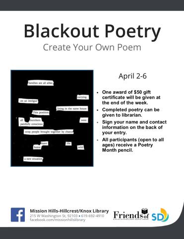 Blackout Poetry Contest: Create Your Own Poem | San Diego Public Library